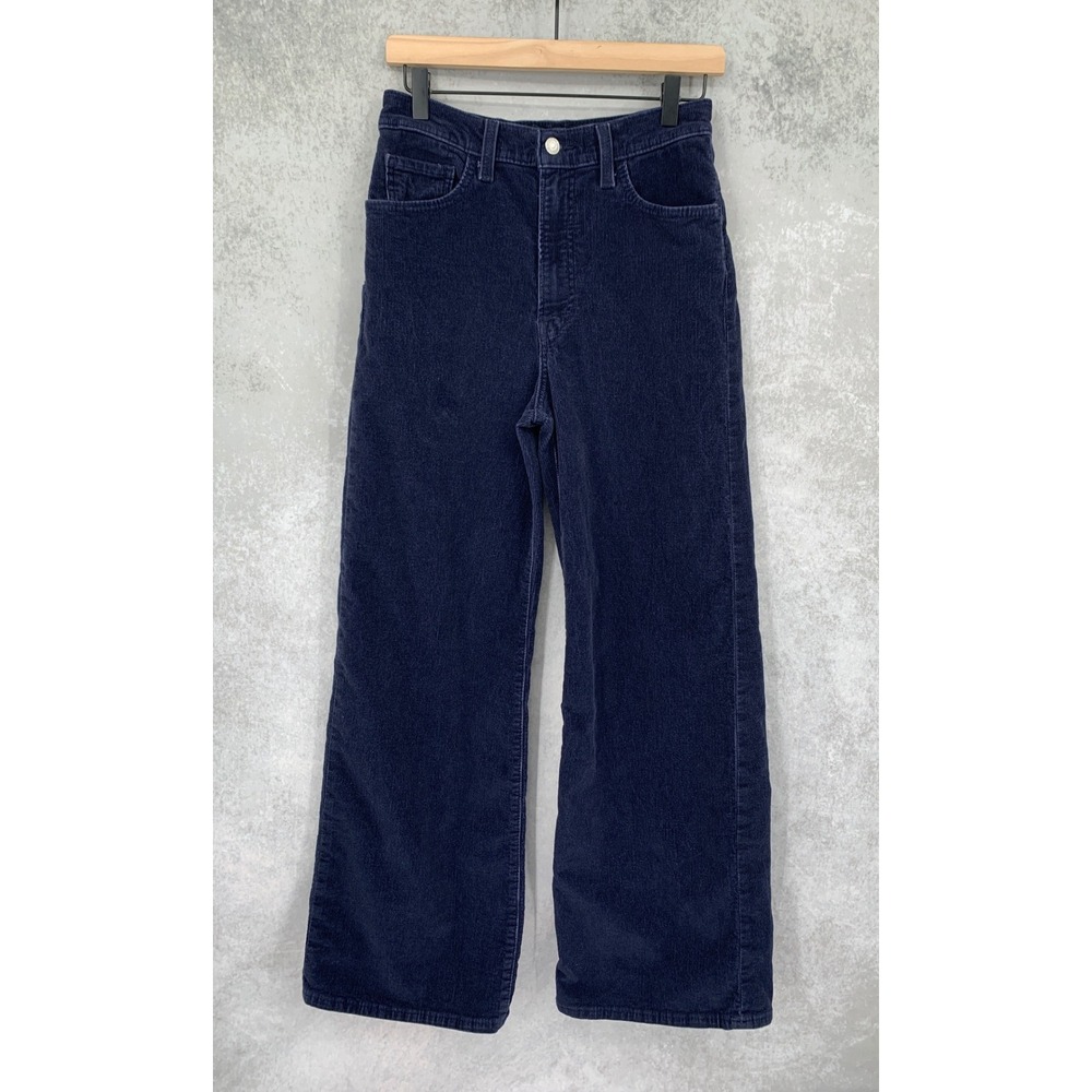 Levis Wide Leg Corduroy Pants Womens 28 Navy Blue Ribcage Wide Leg Fall Trouser
